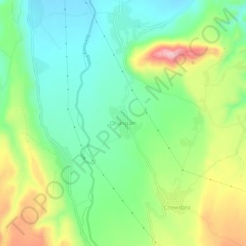 Mappa topografica Ohangam, altitudine, rilievo