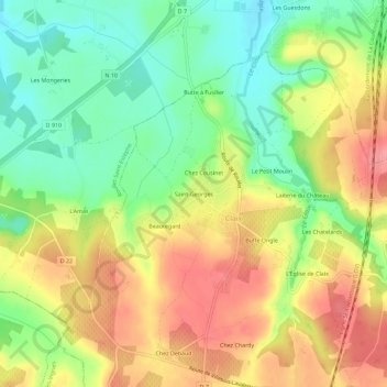 Mappa topografica Saint-Georges, altitudine, rilievo