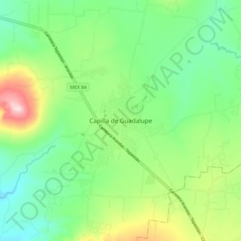 Mappa topografica Capilla de Guadalupe, altitudine, rilievo