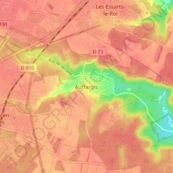 Mappa topografica Auffargis, altitudine, rilievo