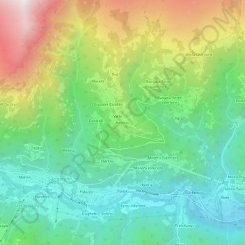 Mappa topografica Becetto, altitudine, rilievo
