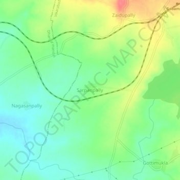 Mappa topografica Sarpanpally, altitudine, rilievo
