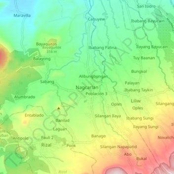 Mappa topografica Nagcarlan, altitudine, rilievo