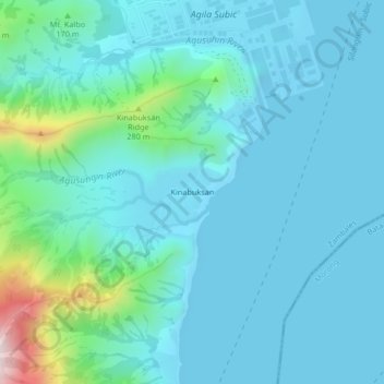 Mappa topografica Kinabuksan, altitudine, rilievo