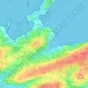 Mappa topografica Pen Ar Poul, altitudine, rilievo