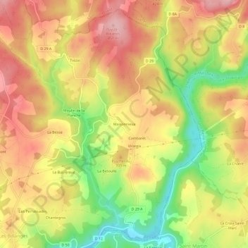 Mappa topografica Maisonnieux, altitudine, rilievo