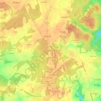 Mappa topografica Kerabus, altitudine, rilievo