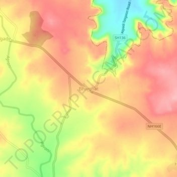 Mappa topografica Bhivghat, altitudine, rilievo