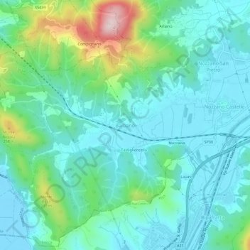 Mappa topografica Balbano, altitudine, rilievo
