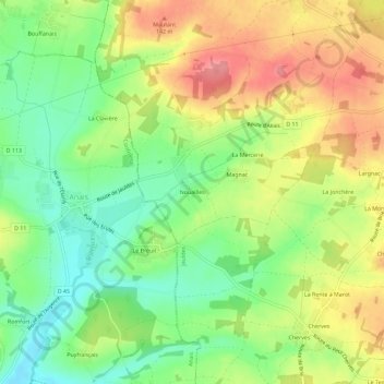 Mappa topografica Nouailles, altitudine, rilievo