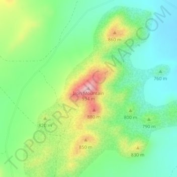 Mappa topografica Iron Mountain, altitudine, rilievo