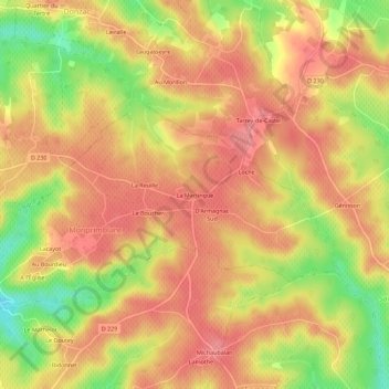 Mappa topografica La Martingue, altitudine, rilievo