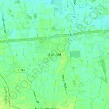 Mappa topografica Getmold, altitudine, rilievo