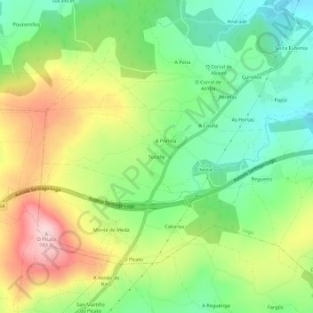 Mappa topografica Teicelle, altitudine, rilievo