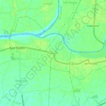 Mappa topografica Malapit, altitudine, rilievo