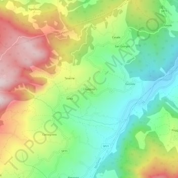 Mappa topografica I Rabbini, altitudine, rilievo