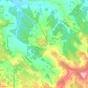 Mappa topografica Chassaing, altitudine, rilievo