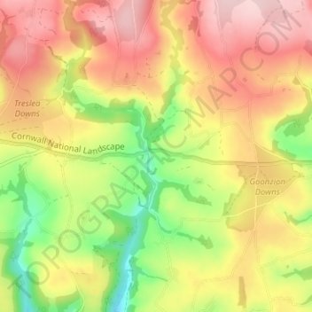 Mappa topografica Pantersbridge, altitudine, rilievo