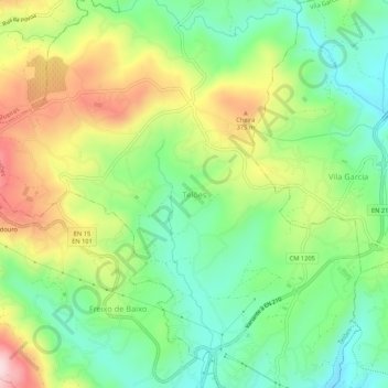 Mappa topografica Telões, altitudine, rilievo