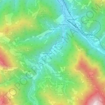 Mappa topografica Tetto Garaud, altitudine, rilievo