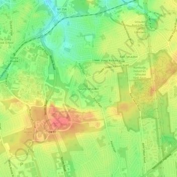 Mappa topografica South Setauket, altitudine, rilievo