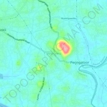 Mappa topografica Mekkunnu, altitudine, rilievo