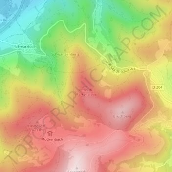 Mappa topografica Piton du Falkenstein, altitudine, rilievo