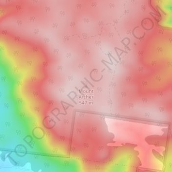 Mappa topografica Mount Archer, altitudine, rilievo