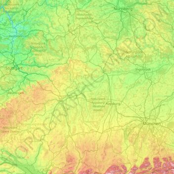 Mappa topografica Donauried, altitudine, rilievo