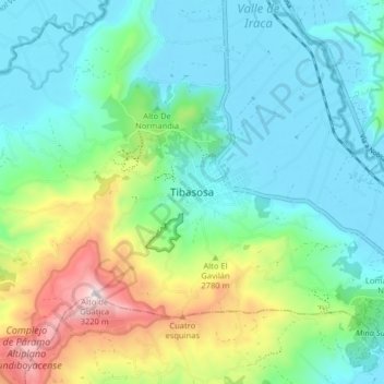 Mappa topografica Tibasosa, altitudine, rilievo
