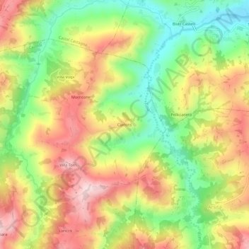 Mappa topografica Ciarlotti, altitudine, rilievo