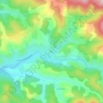 Mappa topografica Ranc, altitudine, rilievo