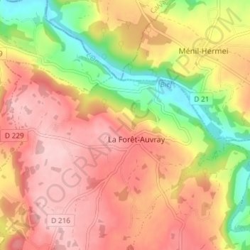 Mappa topografica Le Hamel, altitudine, rilievo