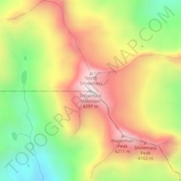 Mappa topografica Snowmass Mountain, altitudine, rilievo
