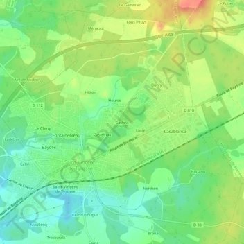 Mappa topografica Castets, altitudine, rilievo