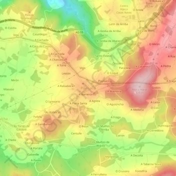 Mappa topografica Paiosaco, altitudine, rilievo