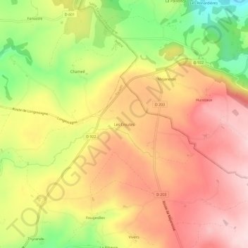 Mappa topografica Les Croutes, altitudine, rilievo