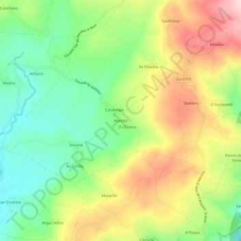 Mappa topografica Acevido, altitudine, rilievo