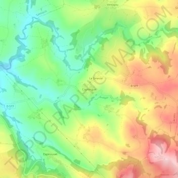 Mappa topografica Caplongue, altitudine, rilievo
