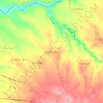 Mappa topografica Catandala, altitudine, rilievo