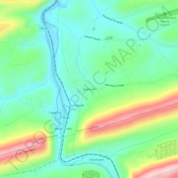 Mappa topografica Overlook, altitudine, rilievo