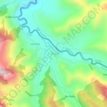 Mappa topografica El Chical, altitudine, rilievo