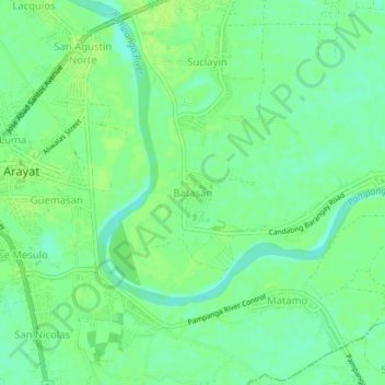 Mappa topografica Batasan, altitudine, rilievo