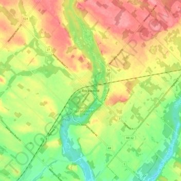 Mappa topografica Rockwood, altitudine, rilievo