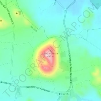 Mappa topografica Serra Gorda, altitudine, rilievo