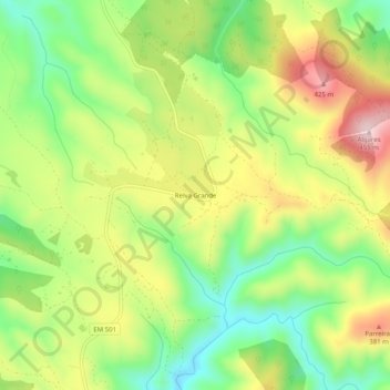 Mappa topografica Relva Grande, altitudine, rilievo