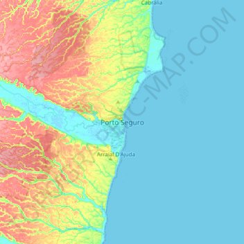 Mappa topografica Porto Seguro, altitudine, rilievo