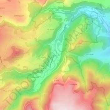 Mappa topografica Lomprat, altitudine, rilievo
