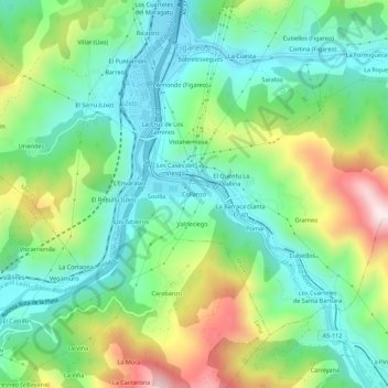 Mappa topografica Collanzo, altitudine, rilievo