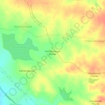 Mappa topografica Pathakodangal Thanda, altitudine, rilievo